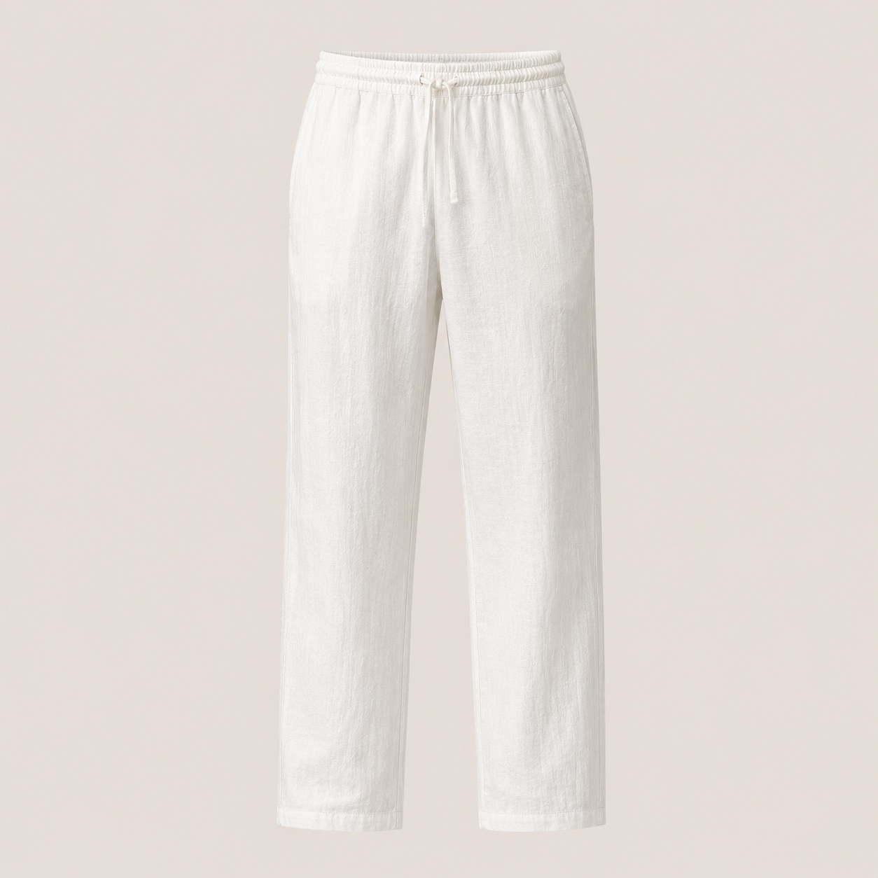 Premium Beyaz Keten Pantolon