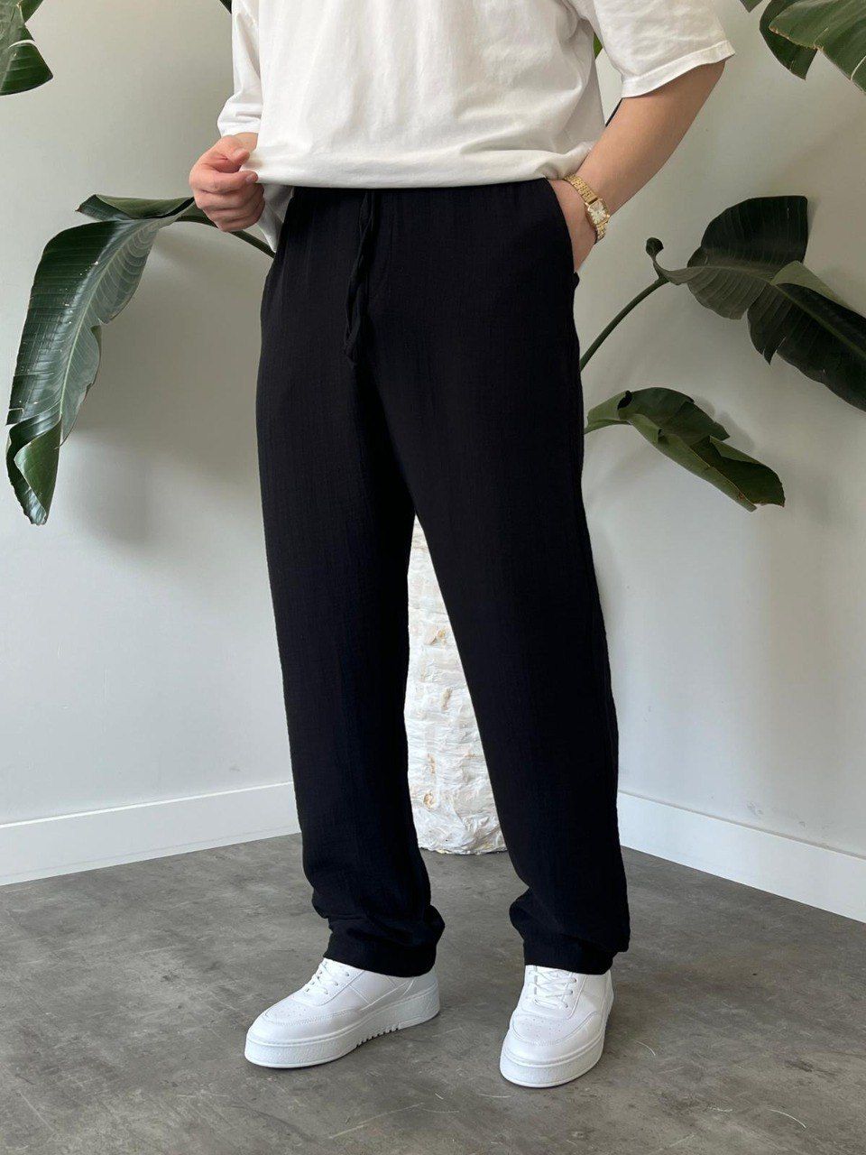 Premium Siyah Keten Pantolon
